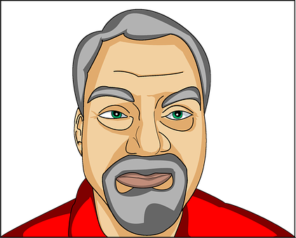 Mature Man Cartoon Portrait PNG Image