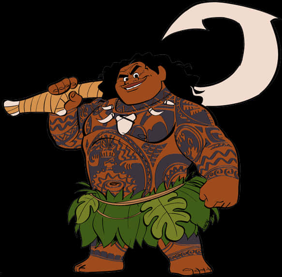 Mauiwith Hook Moana Character PNG Image