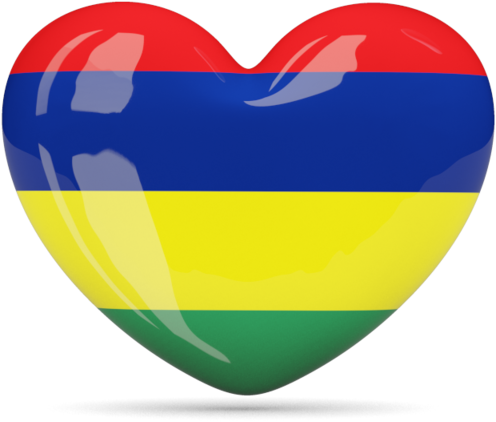 Mauritius Flag Heart Shaped Icon PNG Image