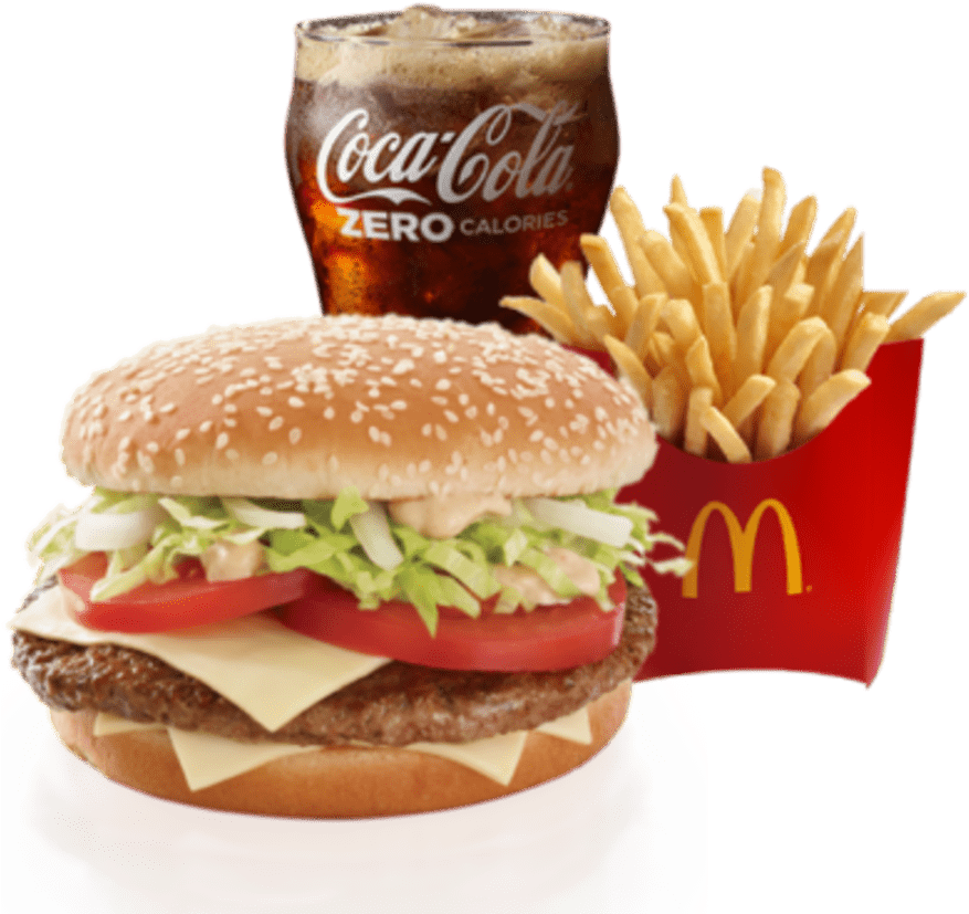 Mc Donalds Meal Combo Burger Fries Coke Zero PNG Image