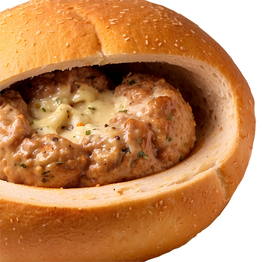 Meatball Sub Sandwich Closeup PNG Image