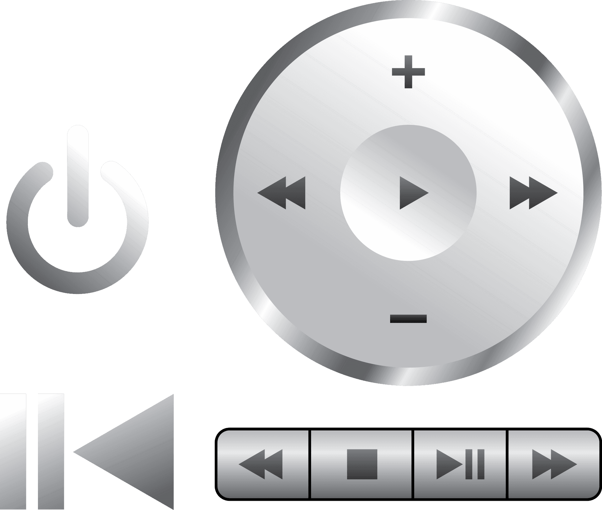 Media Control Icons Set PNG Image