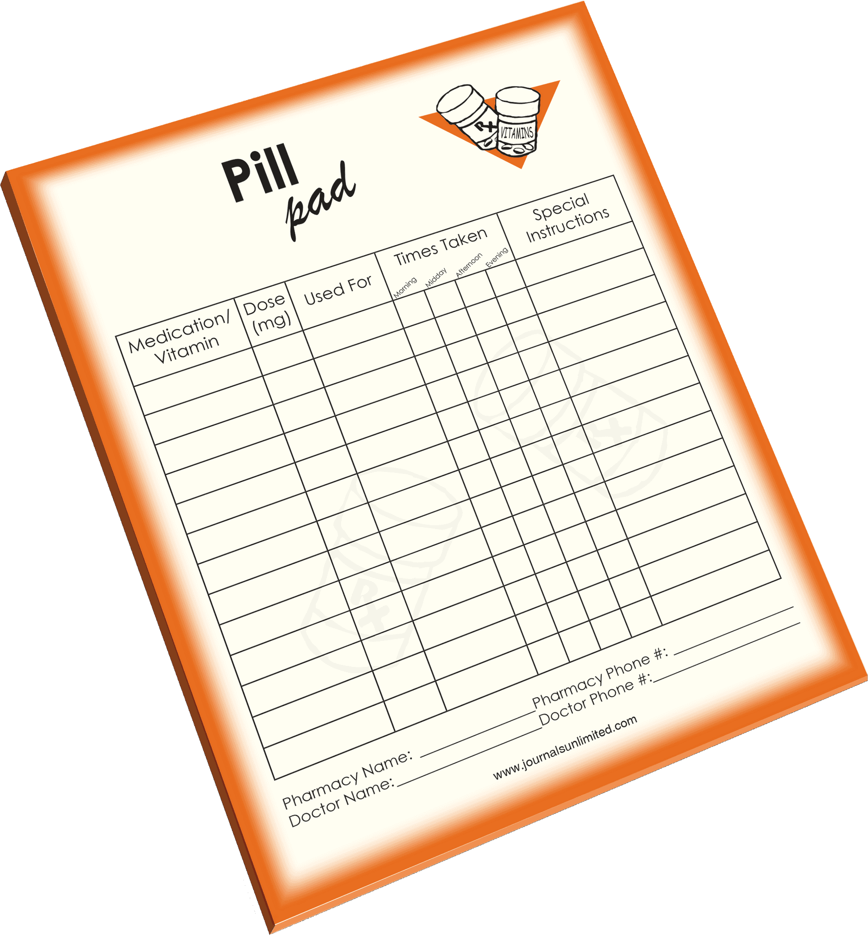 Medication Tracking Pad PNG Image