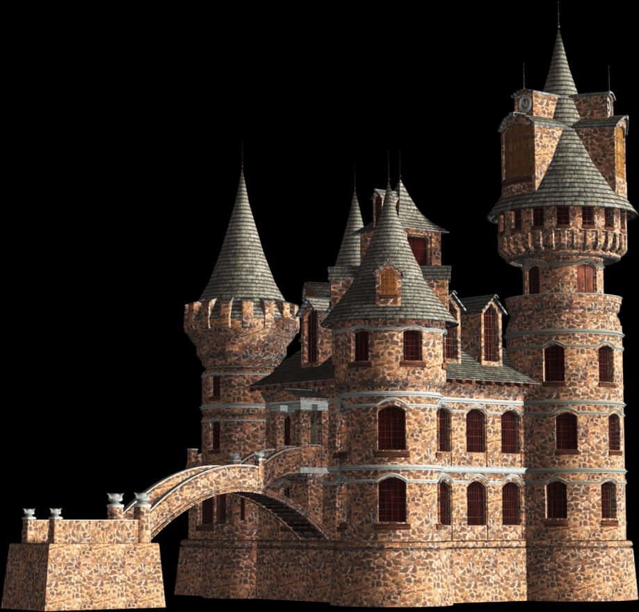 Medieval Castle3 D Model PNG Image