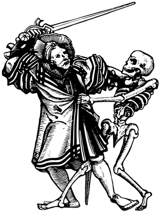 Medieval Duel Between Manand Skeleton PNG Image