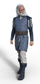 Medieval Fantasy Figurein Blue Tunic PNG Image