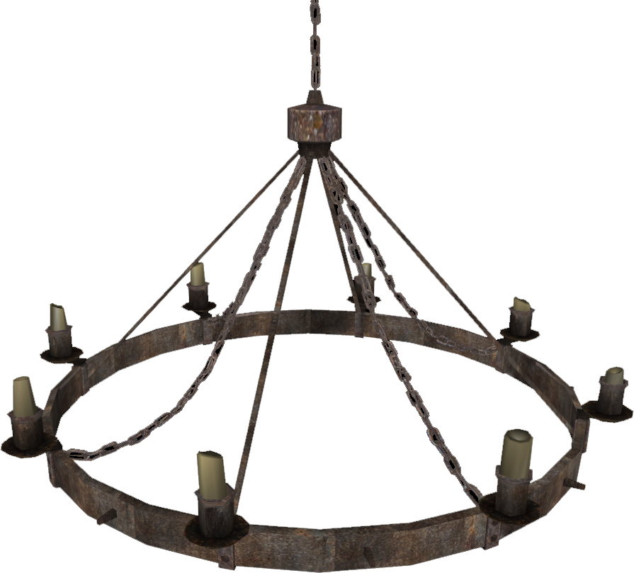 Medieval Style Iron Chandelier PNG Image