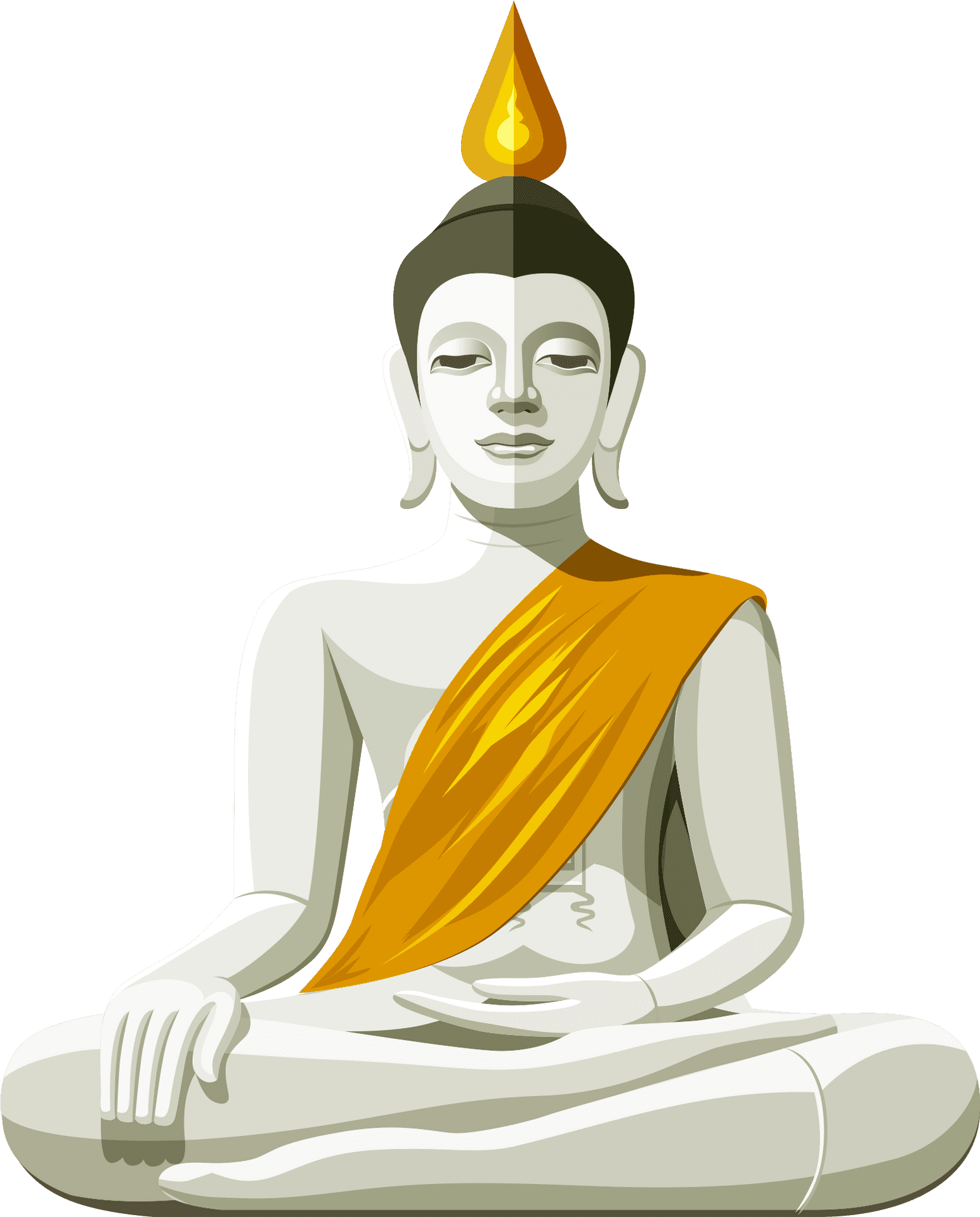 Meditating Buddha Flame Halo PNG Image