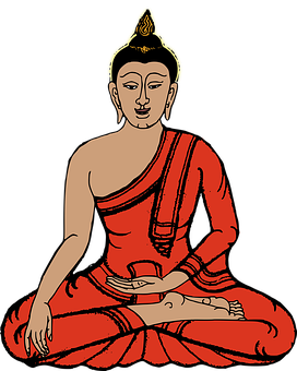 Meditating Buddha Red Robe PNG Image