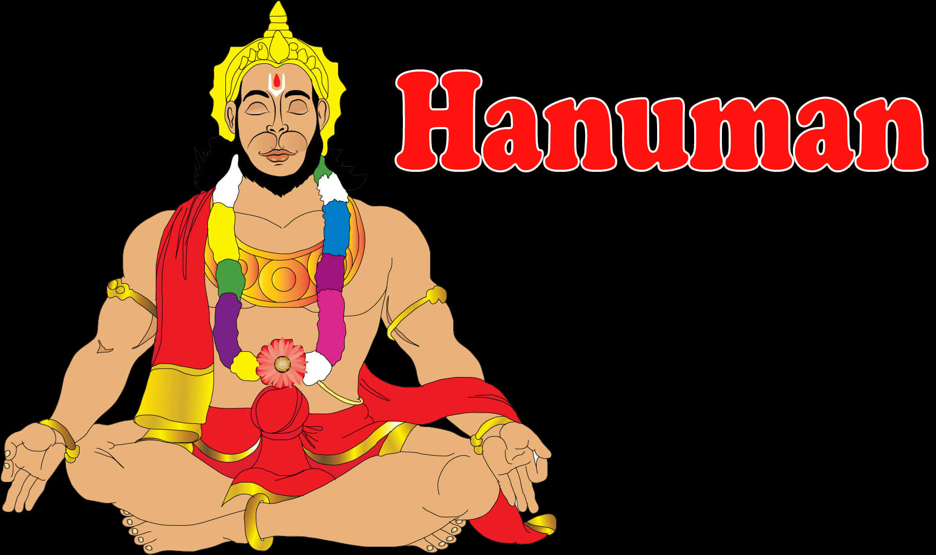 Meditating Hanuman Vector Art PNG Image