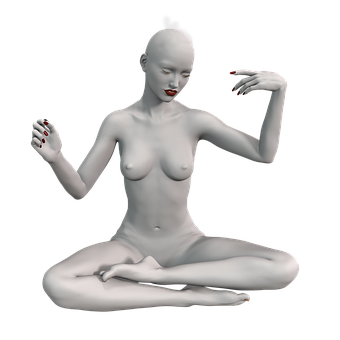 Meditative3 D Model Woman PNG Image