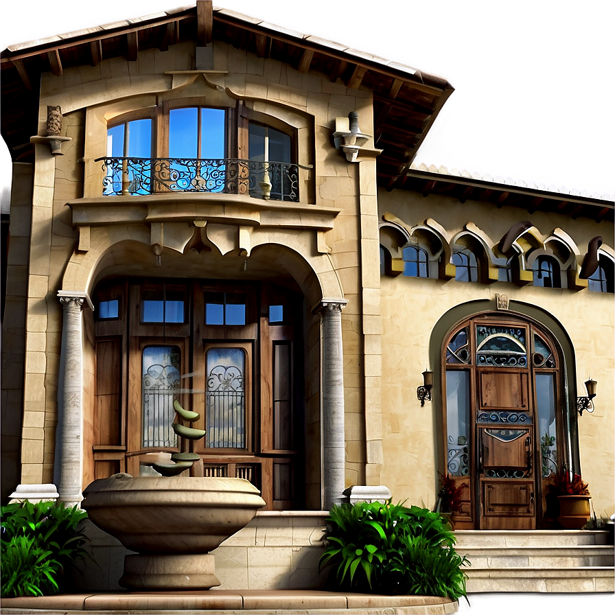 Mediterranean Mansion Facade Png 30 PNG Image