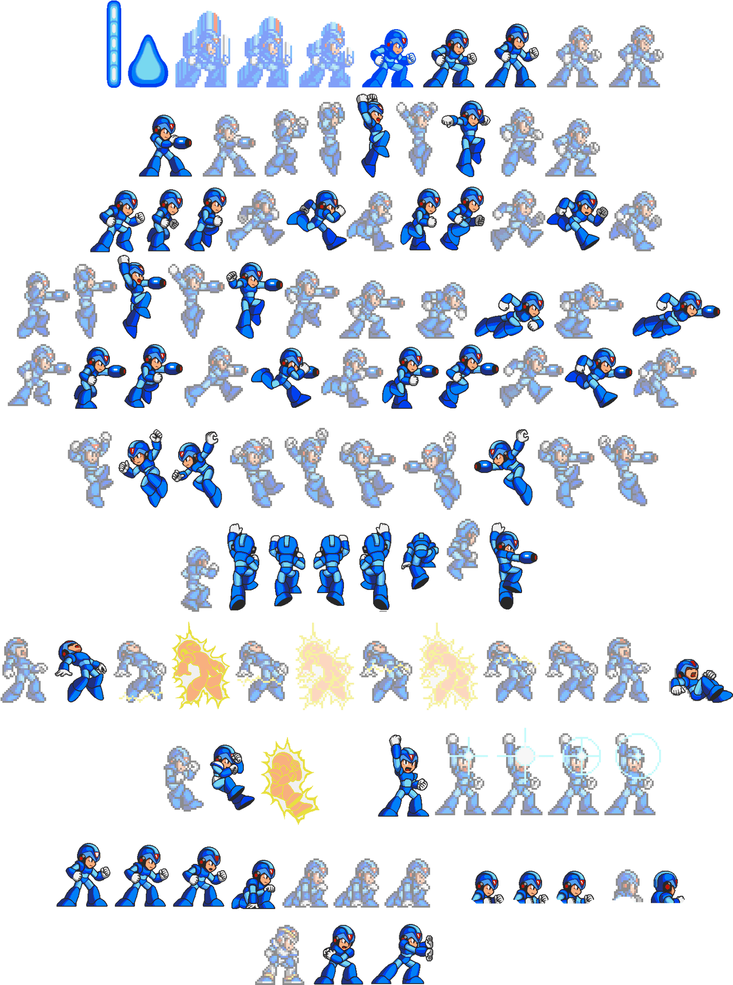 Mega Man Sprite Sheet Animation PNG Image