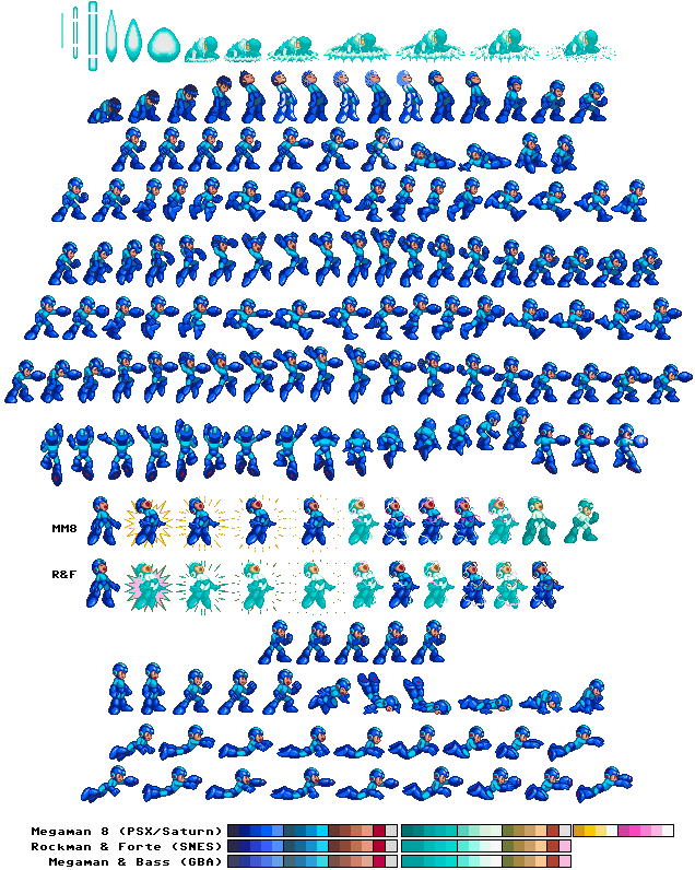 Mega Man Sprite Sheet Compilation PNG Image