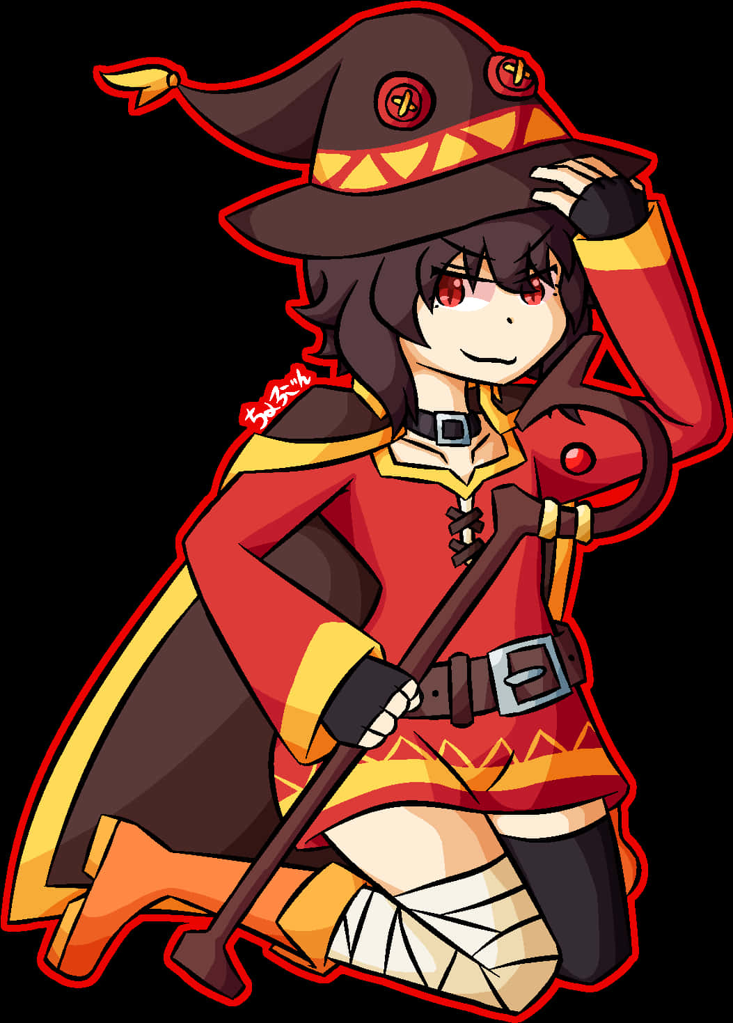 Megumin Anime Witch Pose PNG Image