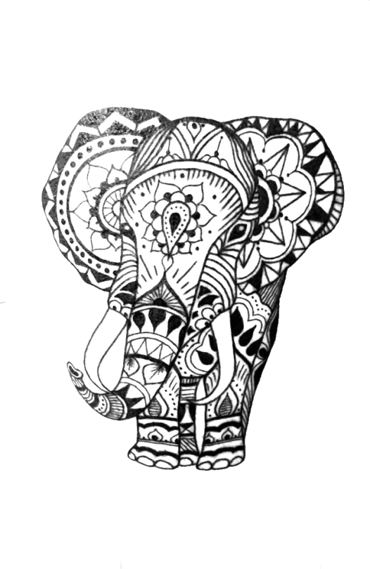 Mehndi Inspired Elephant Art PNG Image