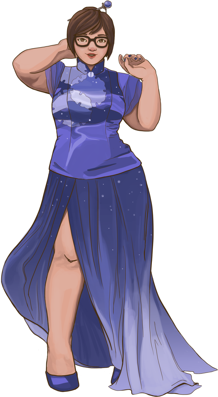 Mei Overwatch Blue Cheongsam PNG Image