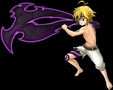 Meliodas Demon Power Attack PNG Image