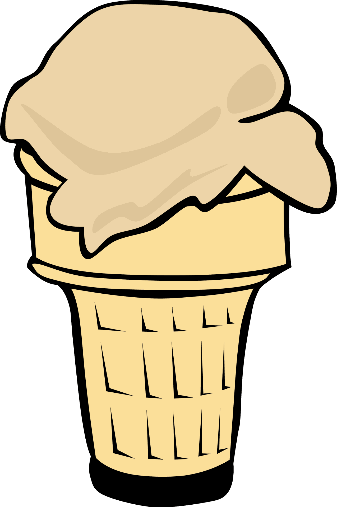 Melting Vanilla Ice Cream Cone Illustration PNG Image