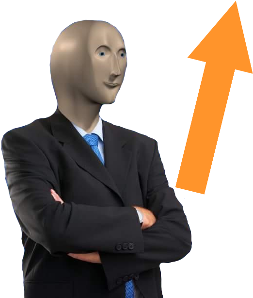 Meme Man Business Suit Arrow Up PNG Image