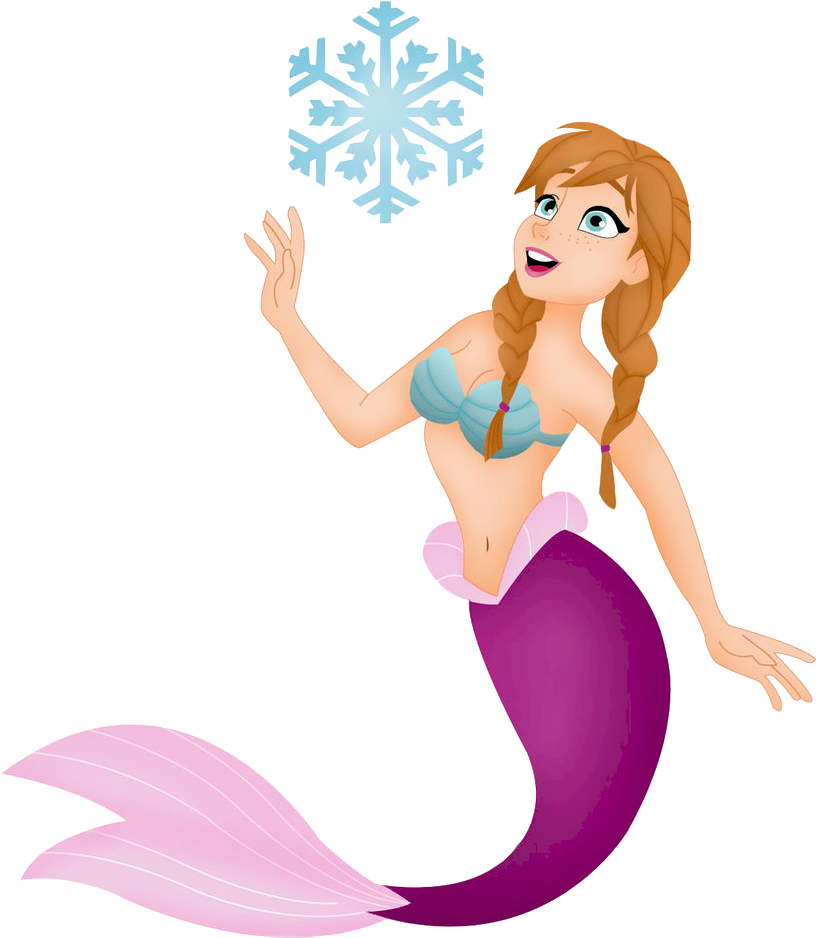 Mermaid Catching Snowflake PNG Image