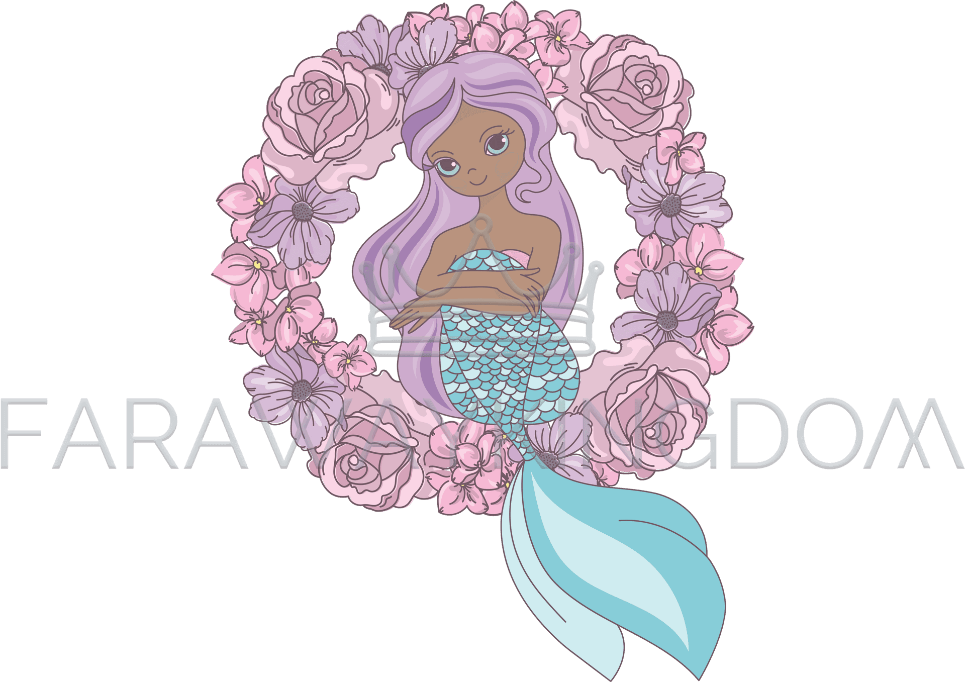 Mermaid_ Floral_ Frame_ Illustration PNG Image