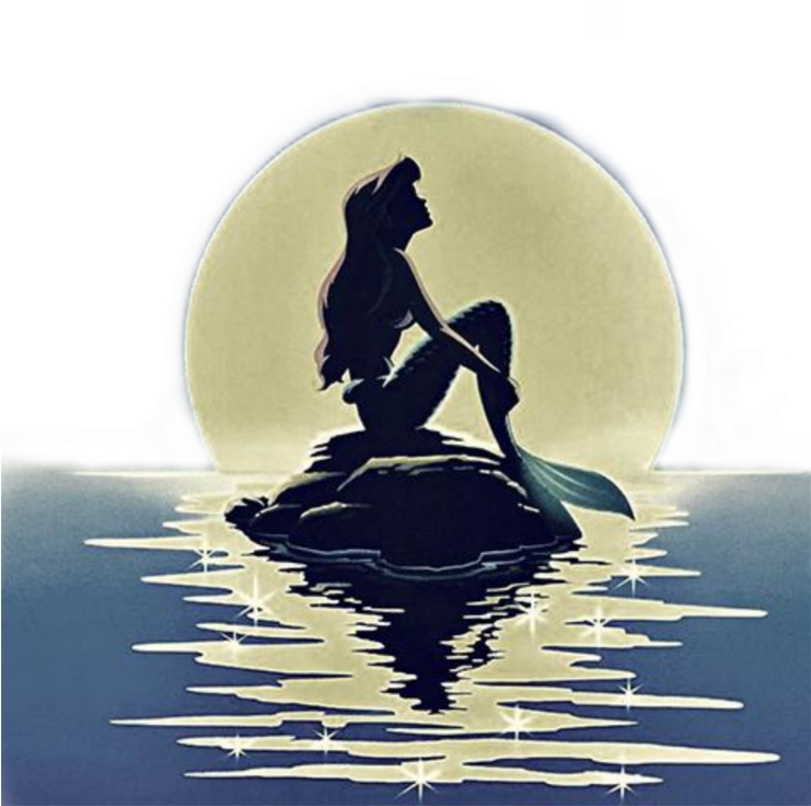 Mermaid Silhouette Moonlight PNG Image