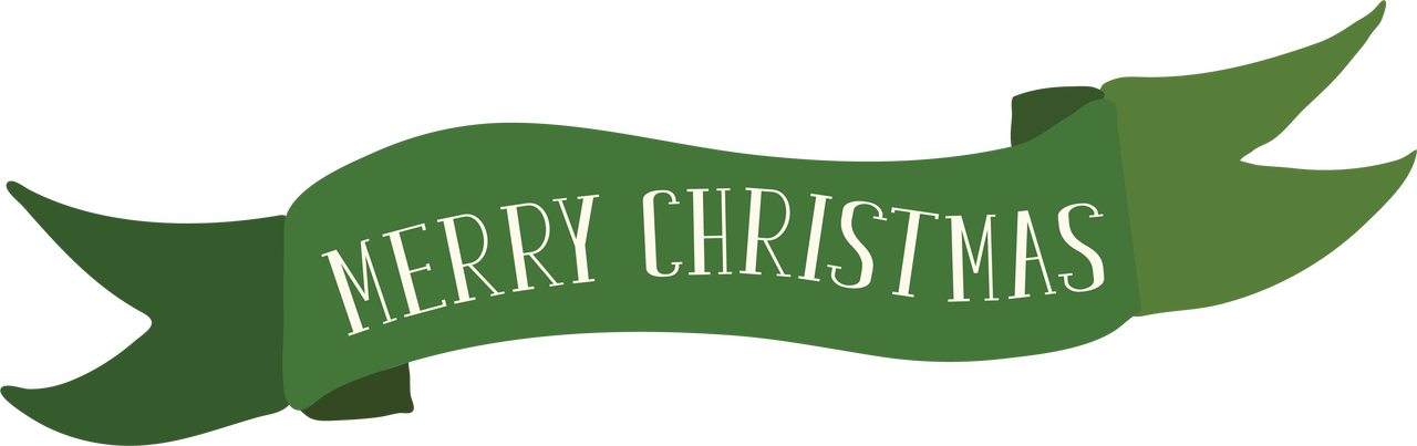 Merry Christmas Green Banner PNG Image