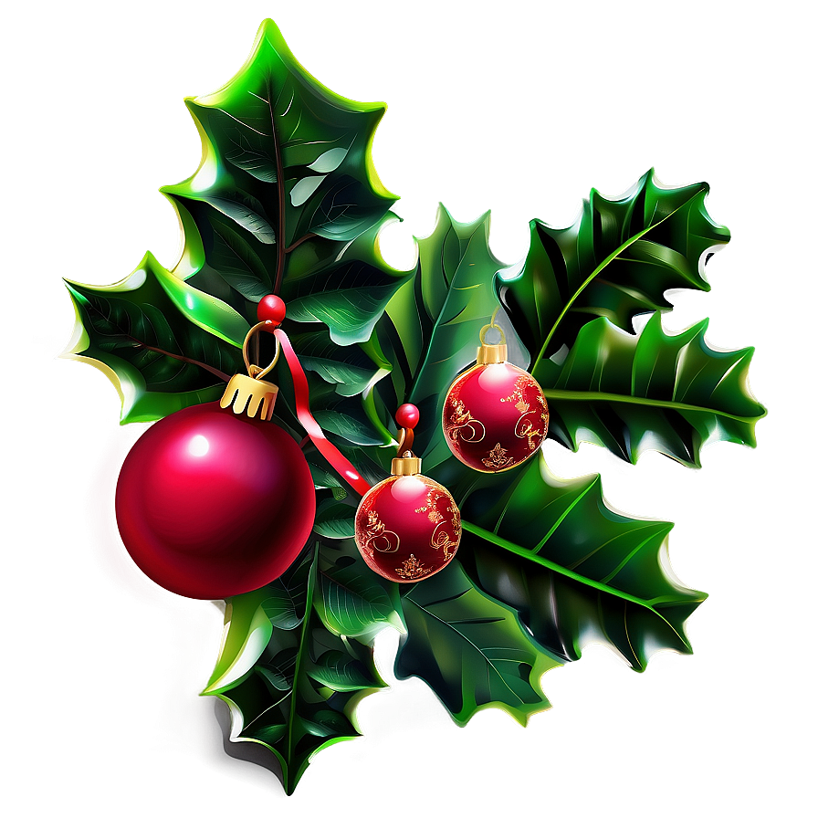 Merry Christmas Holly Decoration Png 05032024 PNG Image