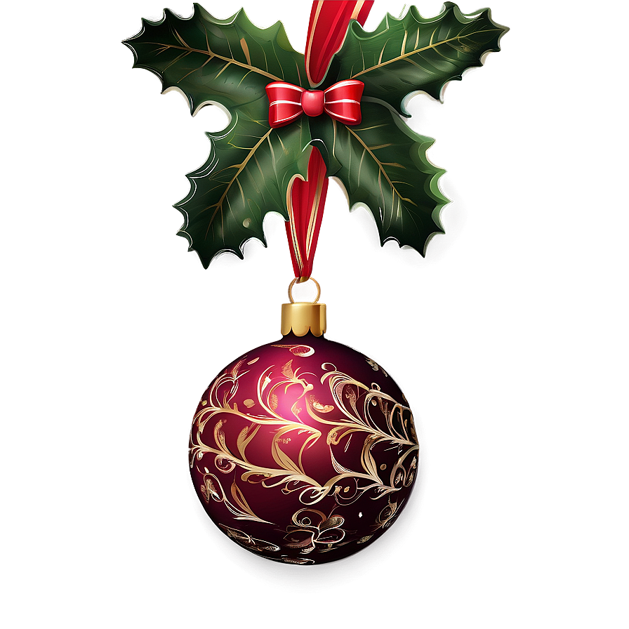 Merry Christmas Holly Decoration Png Lgt47 PNG Image