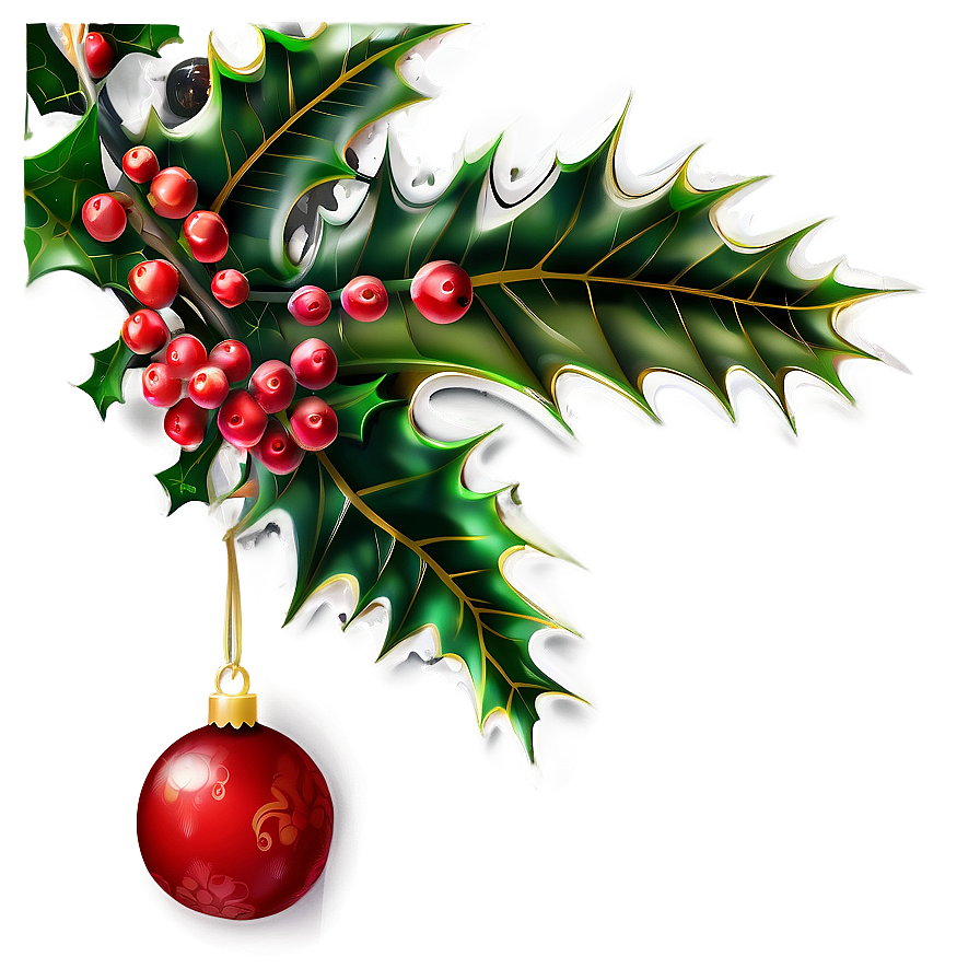 Merry Christmas Holly Decoration Png Wpx39 PNG Image