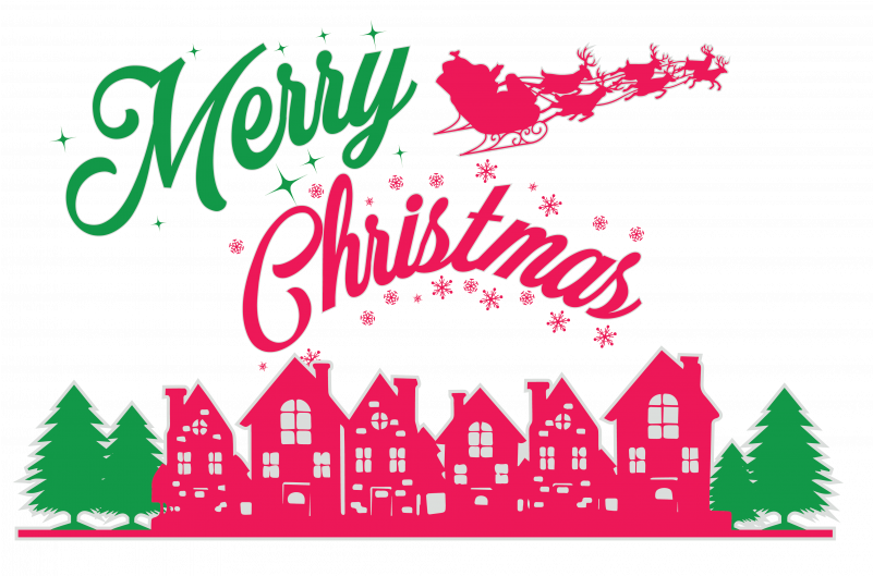 Merry Christmas Sleigh Graphic PNG Image