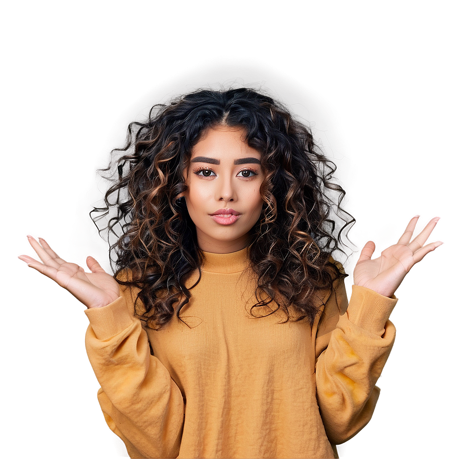 Messy Curly Hair Look Png Cfe PNG Image