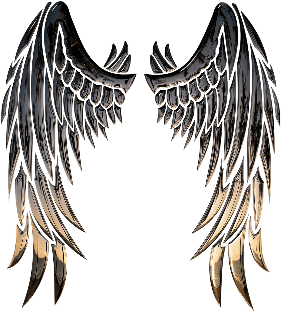 Metallic Angel Wings Artwork PNG Image