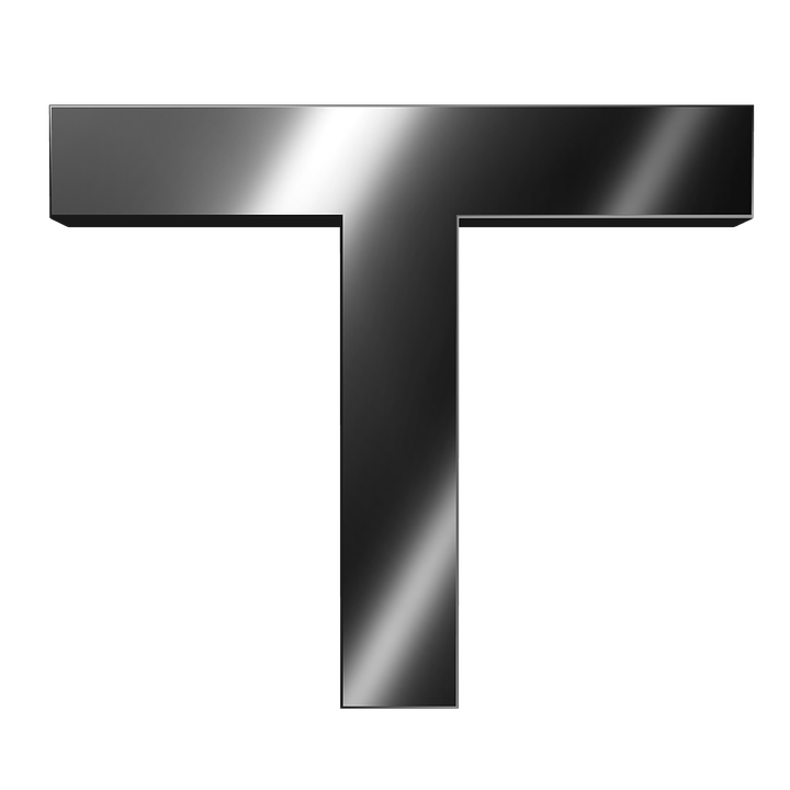 Metallic Letter T Design PNG Image