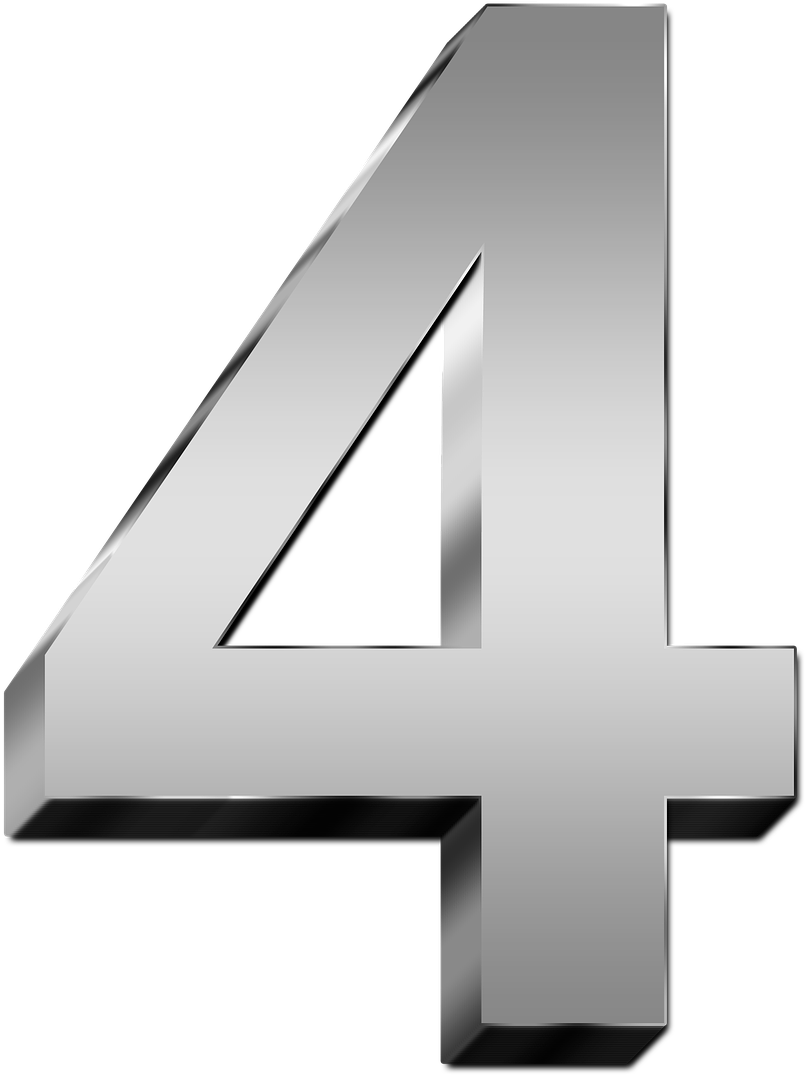 Metallic Number4 Graphic PNG Image