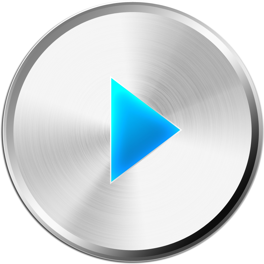 Metallic Play Button Icon PNG Image