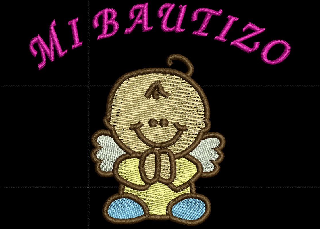 Mi Bautizo Embroidered Angel PNG Image