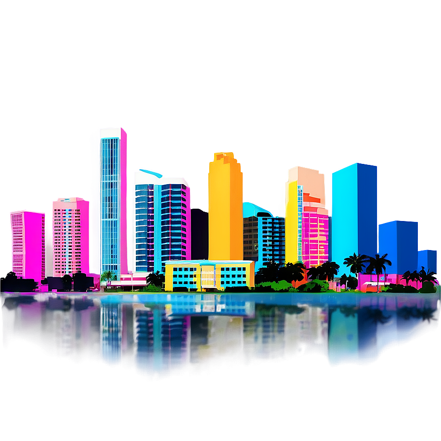 Miami Skyline In Pastel Colors Png 06272024 PNG Image