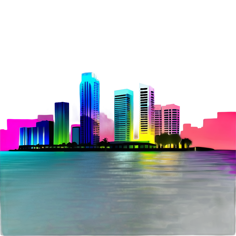 Miami Skyline In Pastel Colors Png 78 PNG Image