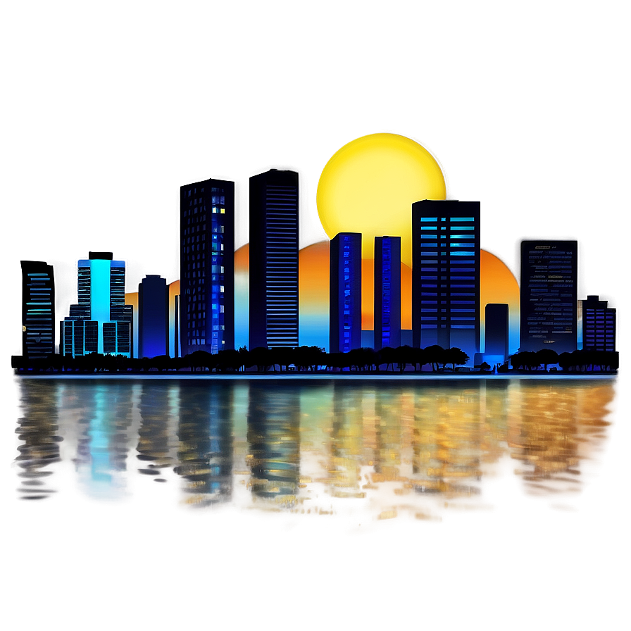 Miami Skyline With Starry Night Png Elo PNG Image