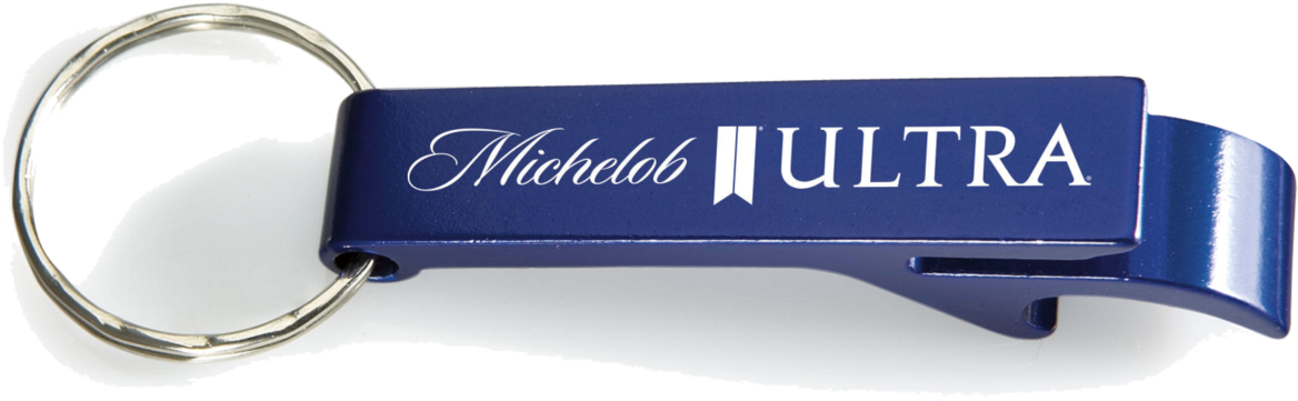 Michelob Ultra Branded Bottle Opener Keychain PNG Image