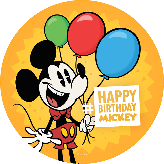 Mickey Mouse Celebrating Birthday With Balloons PNG Image