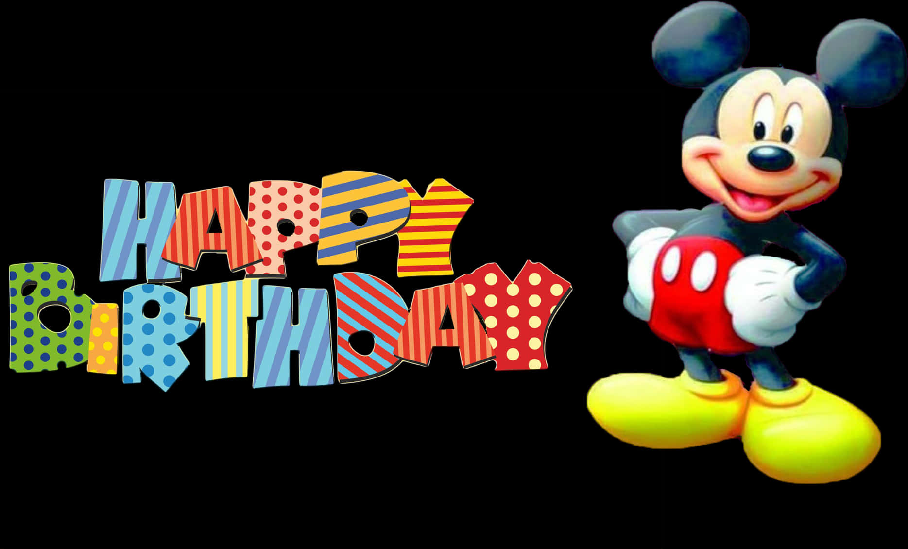 Mickey Mouse Happy Birthday Greeting PNG Image