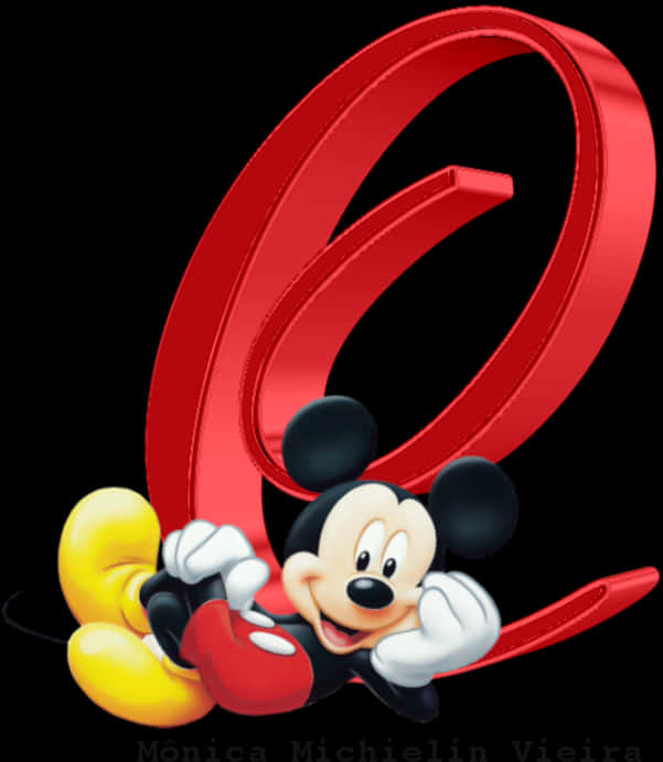 Mickey Mouse Red Number6 PNG Image