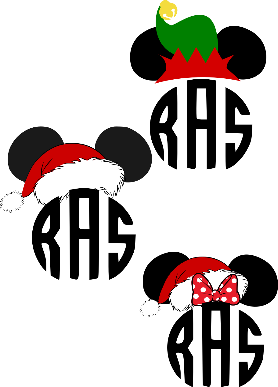 Mickey Mouse Santa Hats Design PNG Image