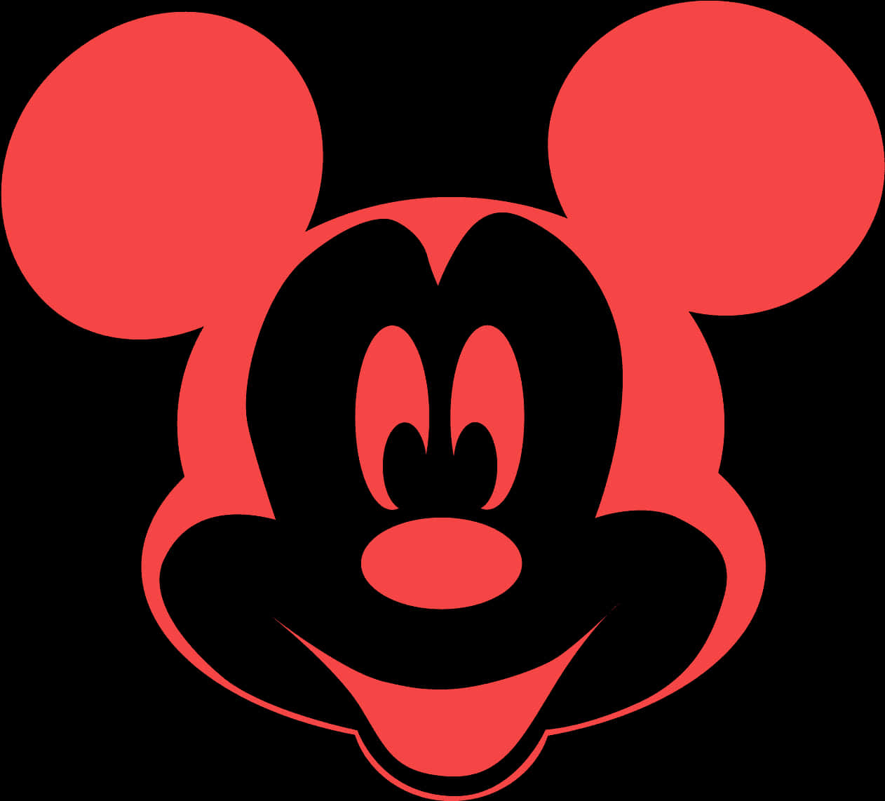 Mickey Mouse Silhouette Red Black PNG Image