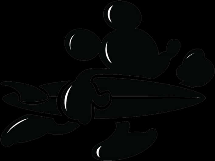 Mickey_ Mouse_ Surfing_ Silhouette.png PNG Image