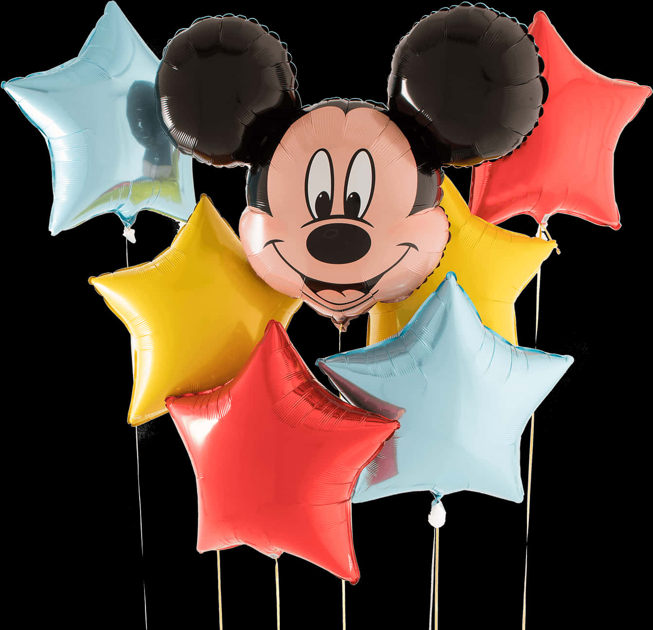 Mickey Mouseand Star Balloons PNG Image