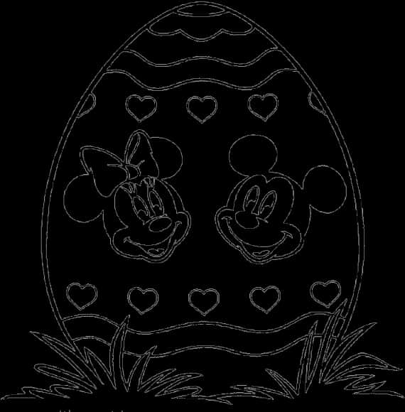 Mickeyand Minnie Easter Egg Sketch PNG Image